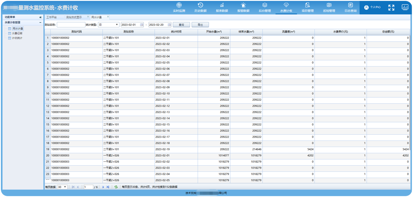水費(fèi)計(jì)收